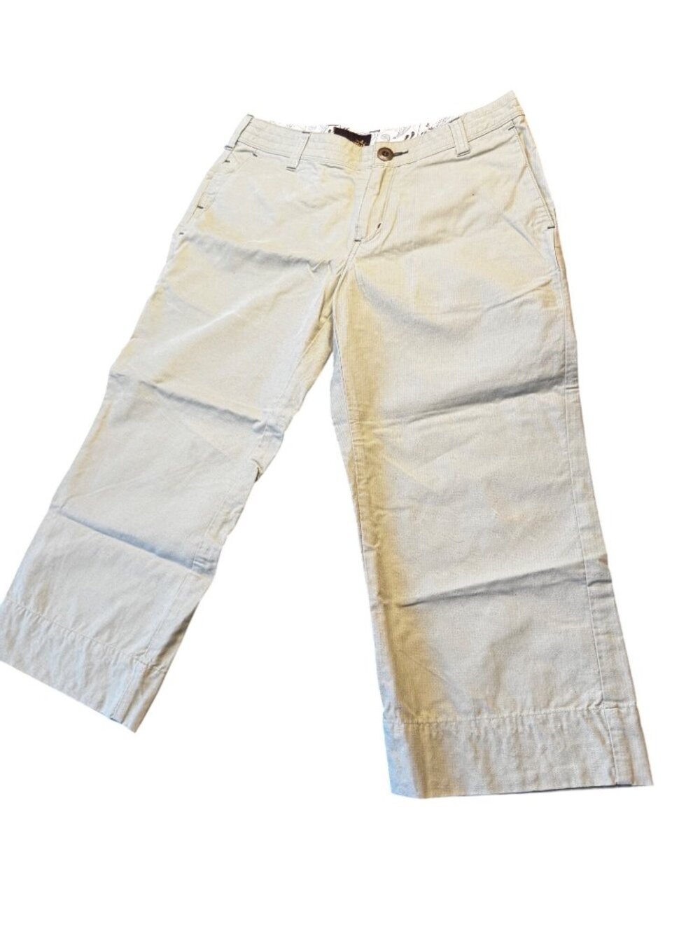 Horny Toad Womens Wide-Leg Cropped Pants Beige Cotton-Spandex 7.5" Rise